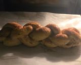 A picture of step 11 of Cinnamon Raisin Challah (One Loaf, Mixed Braids).