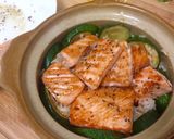 รูปขั้นตอนการทำที่ 4 ของ ข้าวอบชีสซัลม่อนหม้อดิน