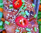 Une image de l'étape 3 de Saumon laqué et ses légumes au wok sauce Teriyaki maison.
