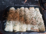Crepe de pechuga de pollo, patatas, champiñón y queso