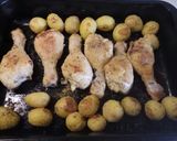 A picture of step 6 of Thyme and Parmesan crusted chicken and new potatoes.