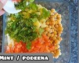 A picture of step 5 of Chana chat in crisp bowl.