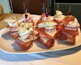 Une image de l'étape 9 de Mille feuilles pastèque /melon jaune au jambon cru et brousse corse.