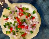 A picture of step 5 of Uttapam made of rava / sooji.