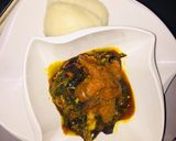 A picture of step 3 of Easy Efo Riro with poundo yam.