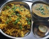 A picture of step 6 of Nagpur style Batata poha with kadhi.