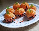 A picture of step 3 of Mandarin Orange "Pumpkin" Treats.