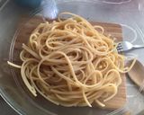 A picture of step 4 of Linguine with Gorgonzola Cream, Shrimp, and Crispy Lardo di Colonnata.