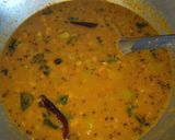 A picture of step 3 of Masala Dosa with coconut chutney & sambhar.
