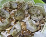 A picture of step 7 of Chicken, mushroom and artichoke quiche.