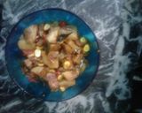 A picture of step 1 of Capsicum potatoes with sweet corns.