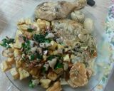 Foto del paso 8 de la receta: Pollo al disco con salsa de champignon y papas en cubo fritas