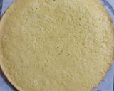 A picture of step 5 of Peach Swiss roll Ice cream Cake.