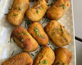 Foto del paso 12 de la receta: Croquetas Variadas, cecina, jamón ibérico, pollo, calçots y de chistorra con huevo frito😜😜😜😜