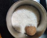 A picture of step 3 of Choco coconut ladoos.