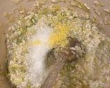 A picture of step 5 of Simple risotto base topped with scallops and black pudding.