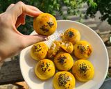 Hình bước làm 3 của món Bánh bí đỏ nhân phômai