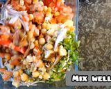 A picture of step 8 of Chana chat in crisp bowl.