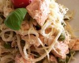 Makaron z łososiem i groszkiem w sosie śmietanowo -limonkowym krok przepisu 1 zdjęcie