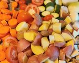 A picture of step 1 of My oven roasted veg soup.
