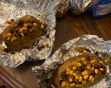 A picture of step 4 of Black bean & corn Taco baked potatoes(for picky eaters see recipe for regular taco baked potatoes).