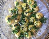 A picture of step 4 of Stuffed khandvi Balls pressure cooker method.