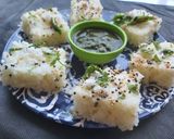 A picture of step 5 of Sooji Dhokla.