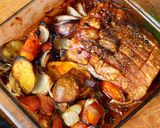 A picture of step 3 of Pork belly with crackling.