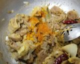 A picture of step 4 of Chettinad mutton sukka fry.