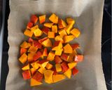 A picture of step 1 of Roasted squash and chickpeas with tahini sauce - vegan.