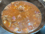 Baked harissa lamb mince stew