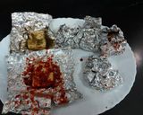 A picture of step 3 of Steam paneer sauce/chattny/ foil peket.