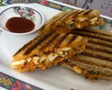 A picture of step 8 of Schezwan Mayo Egg Veg Grilled Sandwich.