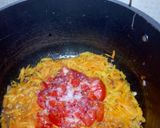 A picture of step 4 of Spiced White runners beans in grated carrots.