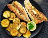 Foto del paso 6 de la receta: Lubina a la espalda y tempura de calabacín