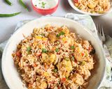 A picture of step 1 of Chicken Tikka fried rice.