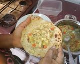 A picture of step 2 of My homemade shawama stuffed with shredded chicken.