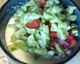 A picture of step 2 of 3 colour Veggie Raita.