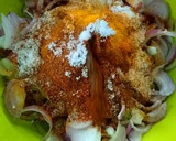 A picture of step 6 of Ragi mudda with mutton curry.