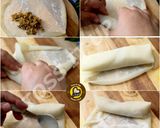 A picture of step 3 of Veg And Chicken Spring Rolls With Homemade Sheets Or Wraps Along With Spring Roll Sauce.