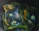 Gambar langkah 2 resipi Telur puyuh pindang bunga telang #iladila.