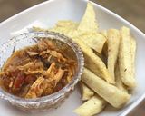 A picture of step 3 of Fried yam & shredded chicken soup🍽.