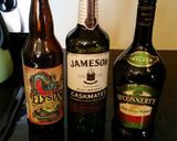 A picture of step 2 of Brad's Irish car bombs.