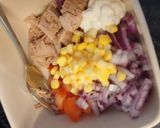 A picture of step 2 of Sweet potato with  tuna topping.