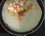 Une image de l'étape 3 de Mes crêpes aux choux-fleurs, dés de poulet, saucisses, oignon, poivrons et échalote.