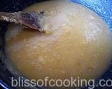 A picture of step 3 of Orange kulfi (made with fresh juice).