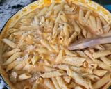 A picture of step 6 of Seafood Rose` penne pasta.