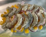 Une image de l'étape 9 de Gambas sauvages aux poivrons, oignon et citron.