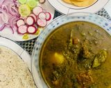 A picture of step 9 of Palak gosht.