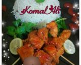 A picture of step 2 of Chicken Stick kabab with simple Tarka white Rice.